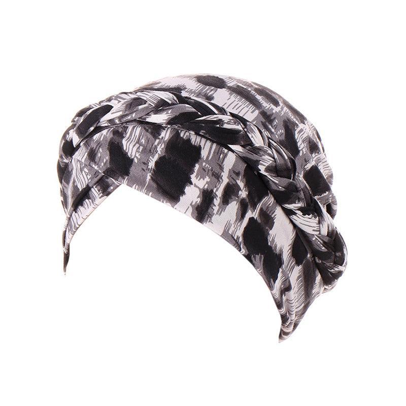 Women Floral Turban Head Wrap Cap Comfortable Chemo Headscarf Headwear - Black and white grid V528-9360312214559