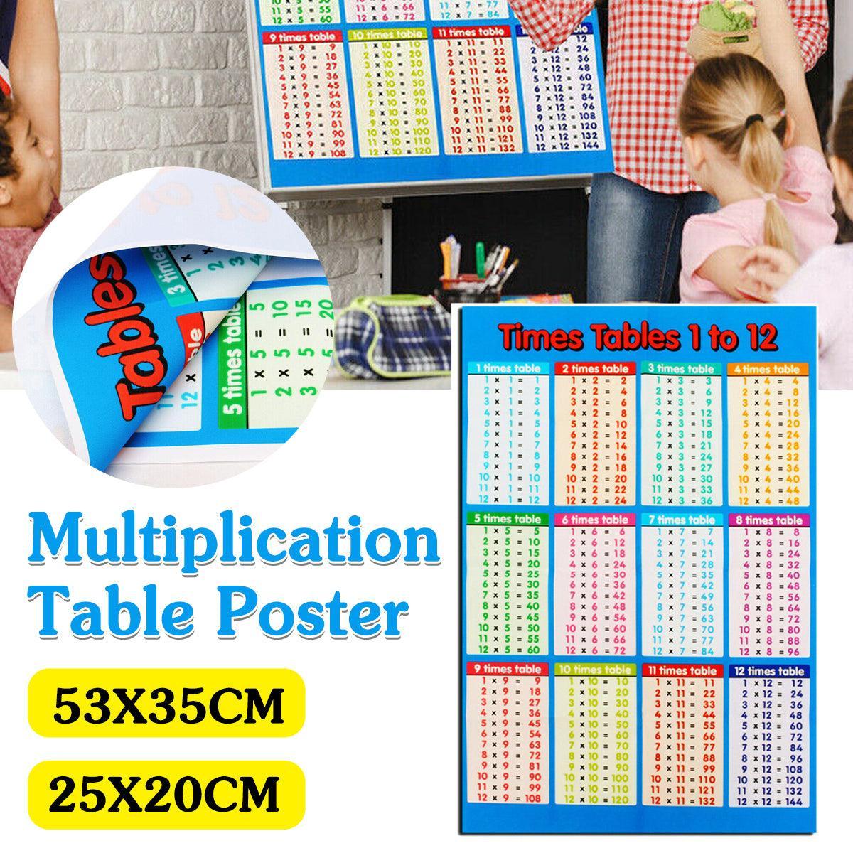 Multiplication Educational Time Tables Maths Wall Chart Poster for Learning - L - 53*35CM V528-99STICKER-L--72146