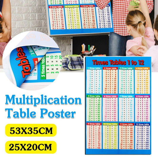 Multiplication Educational Time Tables Maths Wall Chart Poster for Learning - L - 53*35CM V528-99STICKER-L--72146