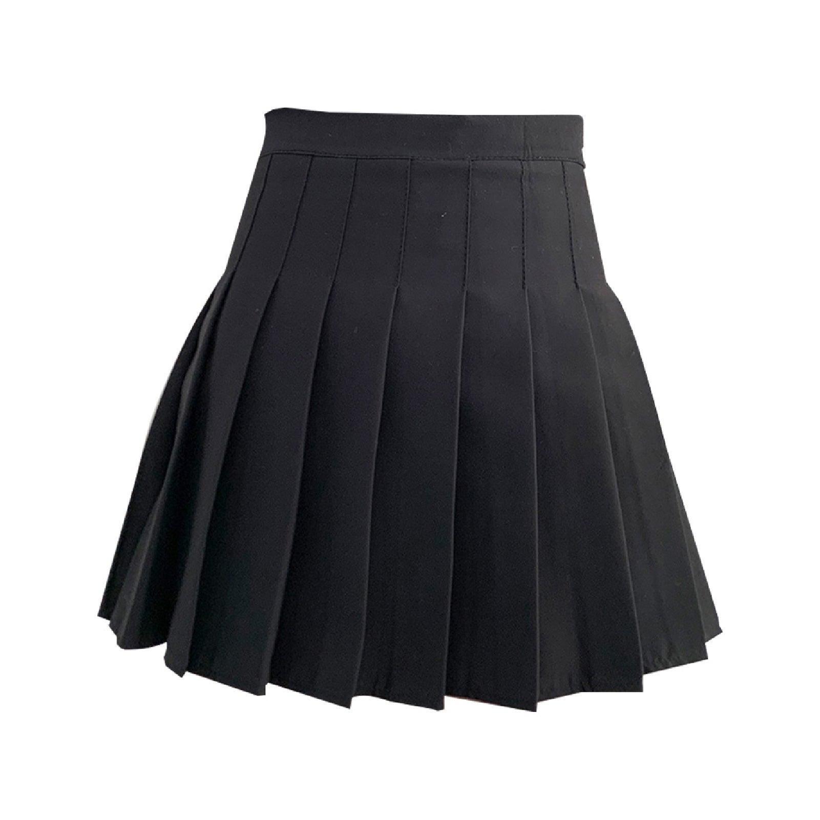 Black Women High Waist Pleated Tennis Skirt Summer Slimming - S V528-A-LINE-SKIRT-BLACK-S-546960