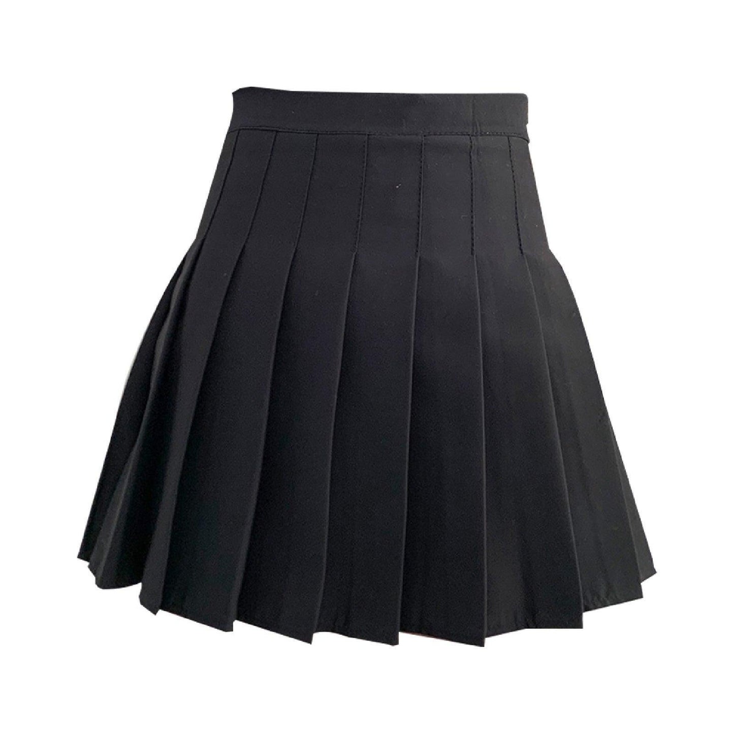 Black Women High Waist Pleated Tennis Skirt Summer Slimming - S V528-A-LINE-SKIRT-BLACK-S-546960