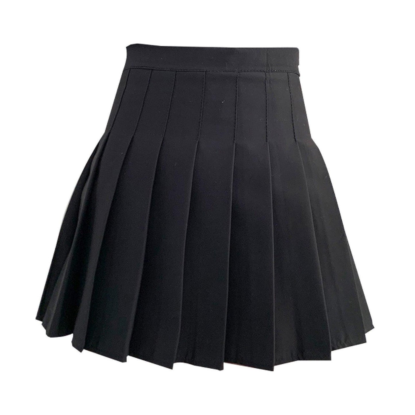 Black Women High Waist Pleated Tennis Skirt Summer Slimming - S V528-A-LINE-SKIRT-BLACK-S-546960