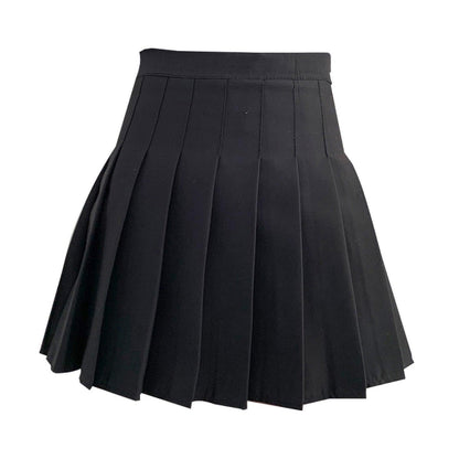 Black Women High Waist Pleated Tennis Skirt Summer Slimming - S V528-A-LINE-SKIRT-BLACK-S-546960