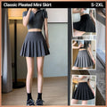 Grey Women High Waist Pleated Tennis Skirt Summer Slimming - S V528-A-LINE-SKIRT-GREY-S-403355