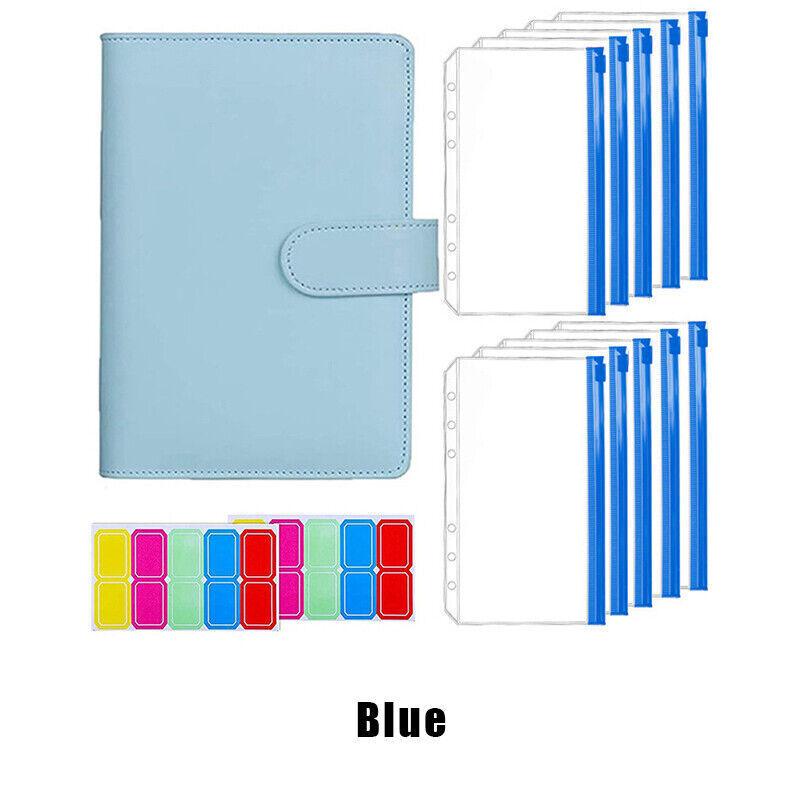 A6 Pu Leather Binder Pockets Cash Envelope Planner Notebooks - Pink+White V528-A6BINDER-PINK-589998