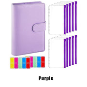 A6 Pu Leather Binder Pockets Cash Envelope Planner Notebooks - Pink+White V528-A6BINDER-PINK-589998