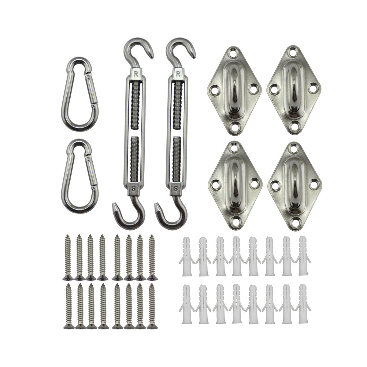 8pcs Hardware Sail Accessory Shade Canopy Fittings Sun Fixing Steel Stainless V528-ACCESSORIES-304-547906