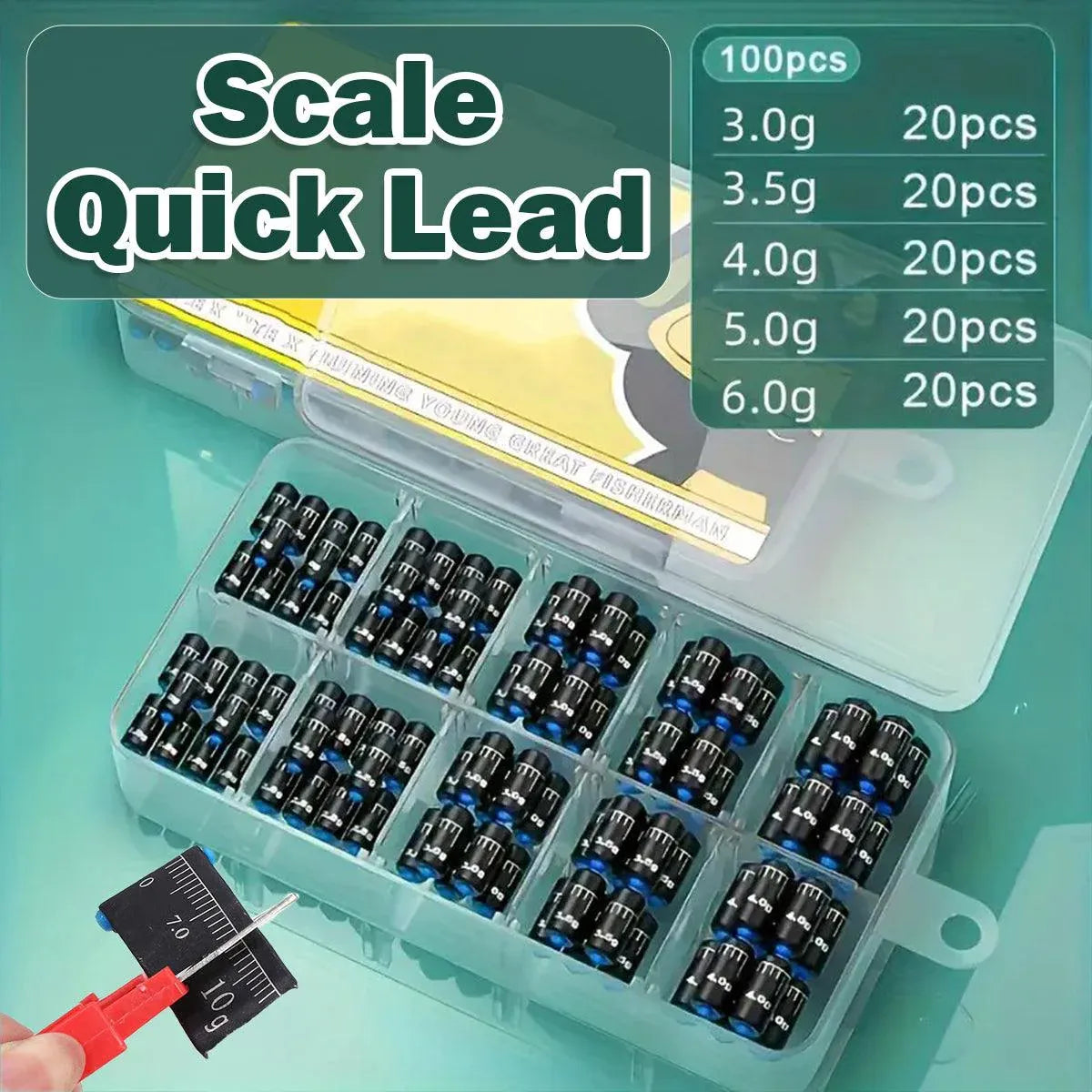 100pcs Graduated Soft Core Fishing Lead Sinkers Quick Drop Weights Tackle Set V528-ADJUSTABLE-FISHING-WEIGHT-100-706325