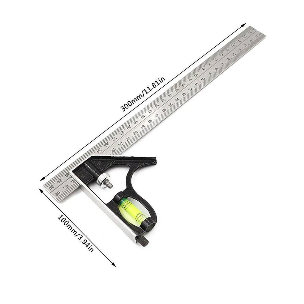 300mm Horizontal Movable Angle Ruler Adjustable Measuring Tool for Engineering V528-ADJUSTABLE-SQUARE-871256