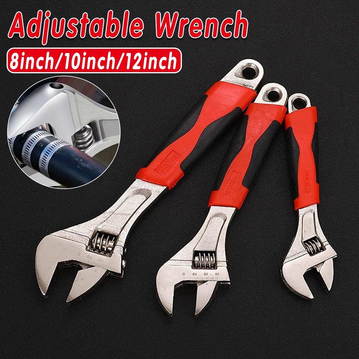 8inch 10inch 12inch Durable Chrome Vanadium Steel Rubberized Grip Adjustable Wrench - 10inch V528-ADJUSTABLE-WRENCH-10INCHES-677396