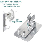 Adjustable Bracket Suction Shower Head Handset Holder Bathroom Wall Mount +Hooks V528-ADJUSTABLEBRACKET-367577