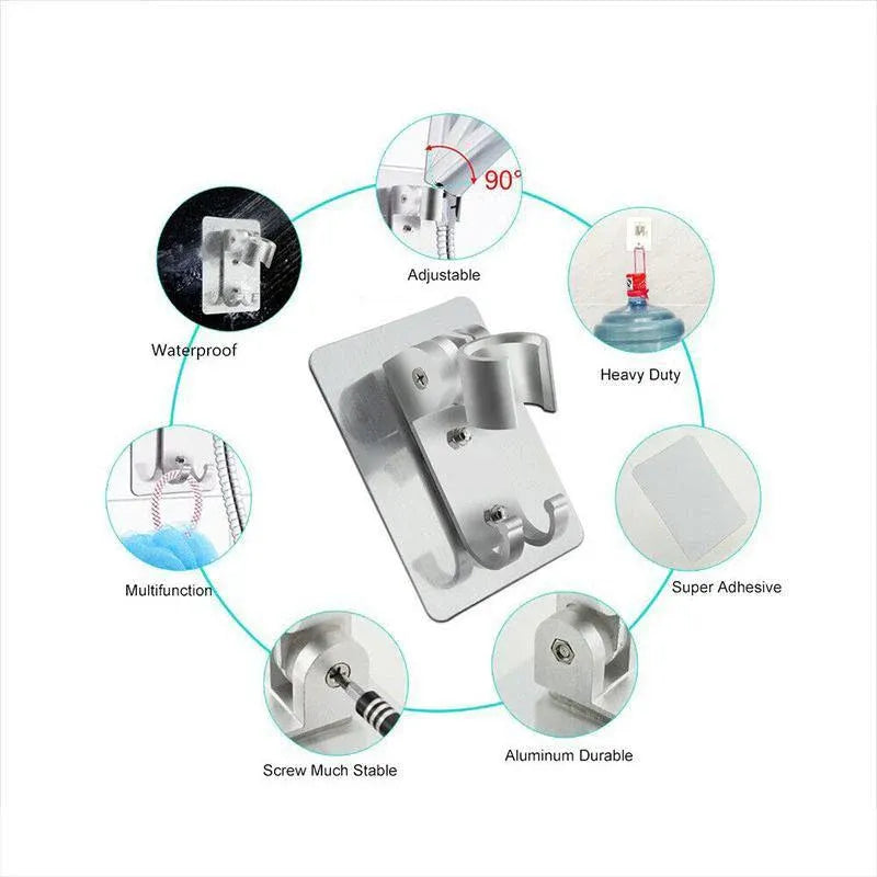 Adjustable Bracket Suction Shower Head Handset Holder Bathroom Wall Mount +Hooks V528-ADJUSTABLEBRACKET-367577