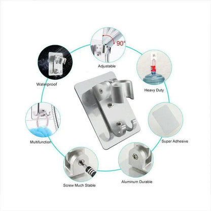 Adjustable Bracket Suction Shower Head Handset Holder Bathroom Wall Mount +Hooks V528-ADJUSTABLEBRACKET-367577