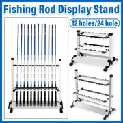 12/24 Hole Multi Functional Fishing Rod Holder Storage Rack Display Organizer - 12Holes V528-AL-ALLOY-FIDH-ROD-HOLDER-12-863829
