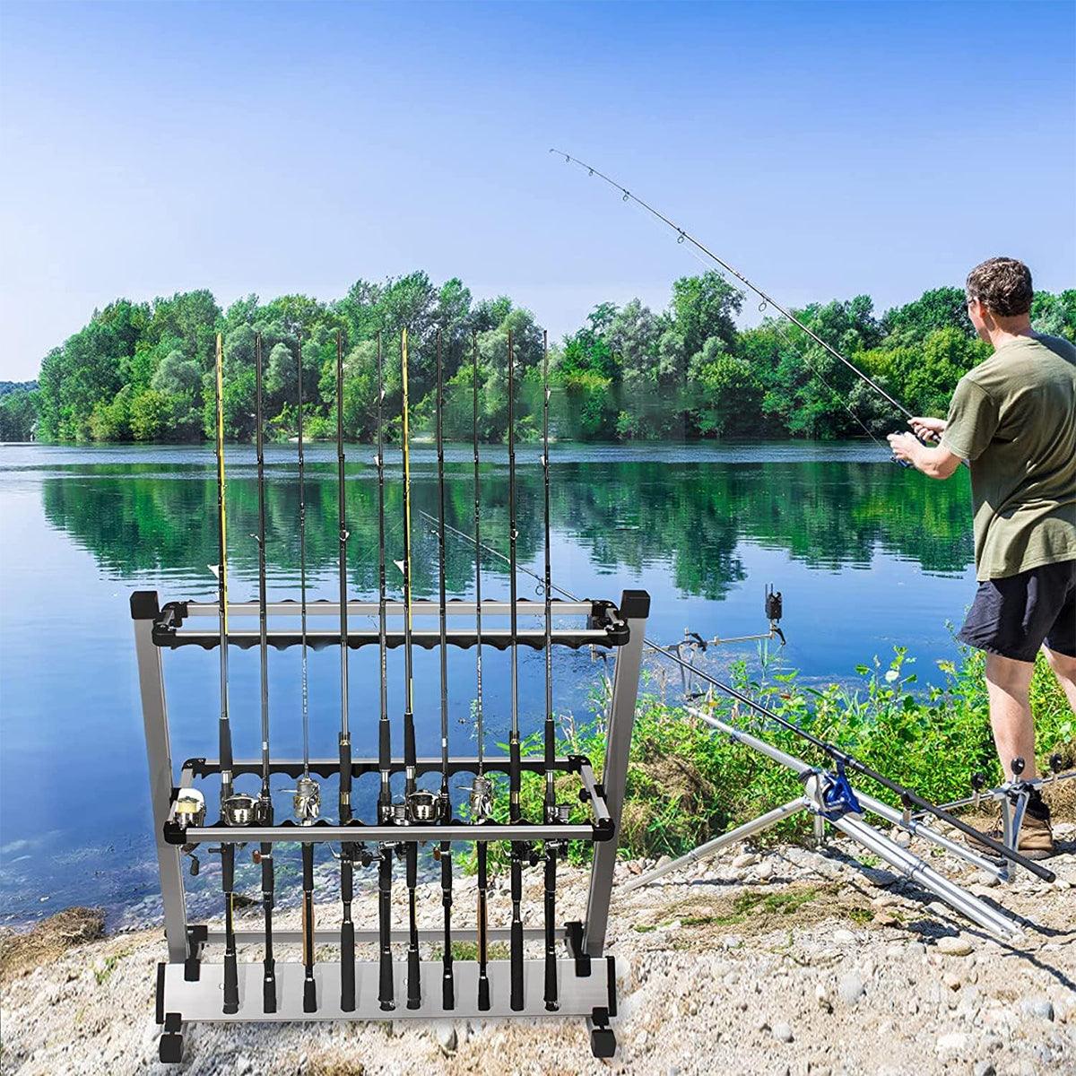 12/24 Hole Multi Functional Fishing Rod Holder Storage Rack Display Organizer - 12Holes V528-AL-ALLOY-FIDH-ROD-HOLDER-12-863829