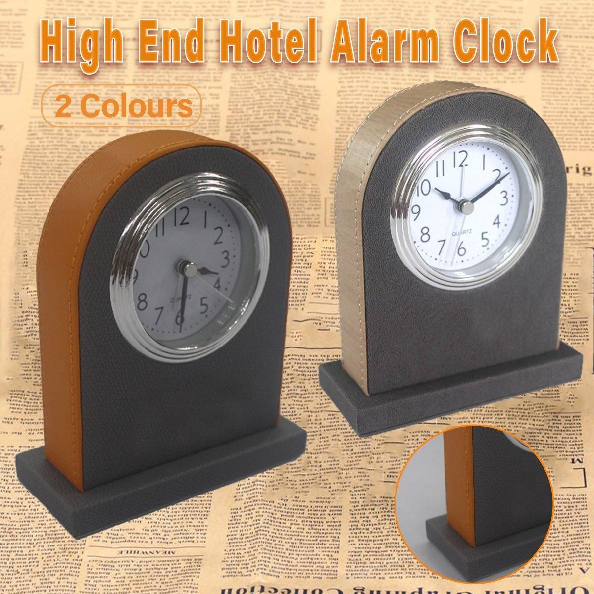 Classic Hotel Alarm Clock Quartz Movement Faux Leather Design with Clear Display - Orange V528-ALARM-CLOCK-130-60-150-477429