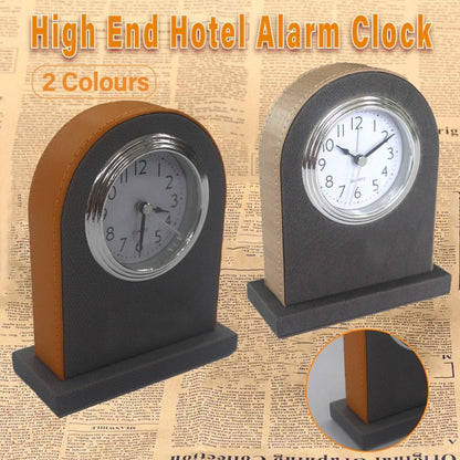 Classic Hotel Alarm Clock Quartz Movement Faux Leather Design with Clear Display - Orange V528-ALARM-CLOCK-130-60-150-477429