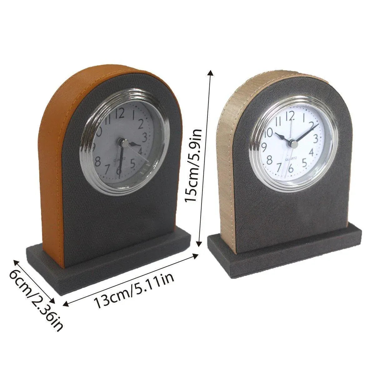 Classic Hotel Alarm Clock Quartz Movement Faux Leather Design with Clear Display - Orange V528-ALARM-CLOCK-130-60-150-477429