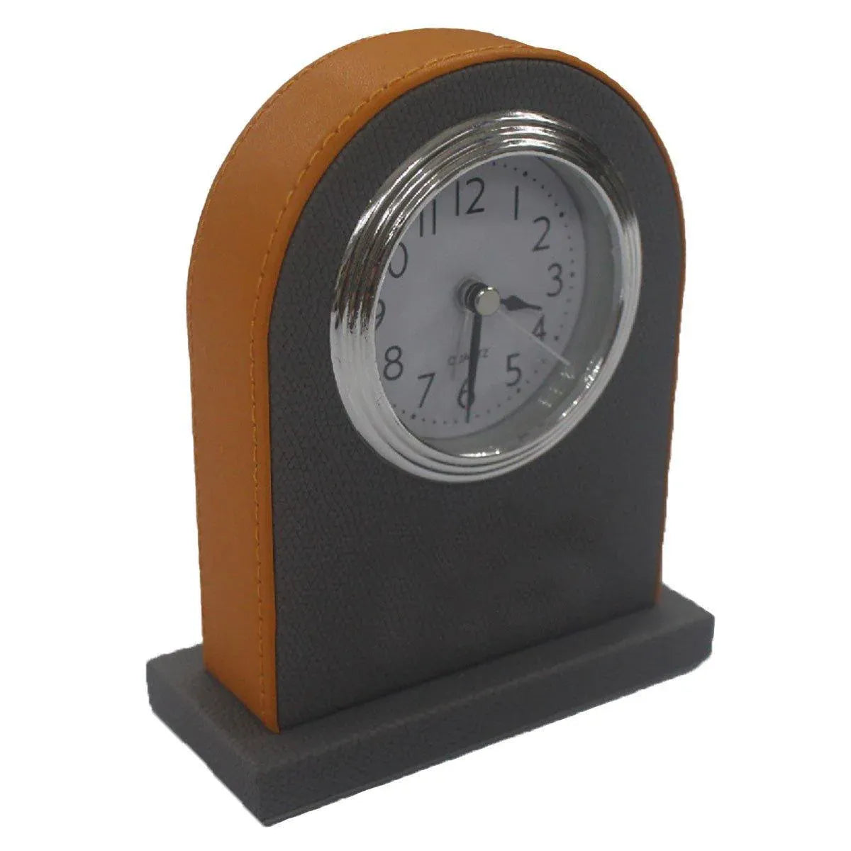 Classic Hotel Alarm Clock Quartz Movement Faux Leather Design with Clear Display - Orange V528-ALARM-CLOCK-130-60-150-477429