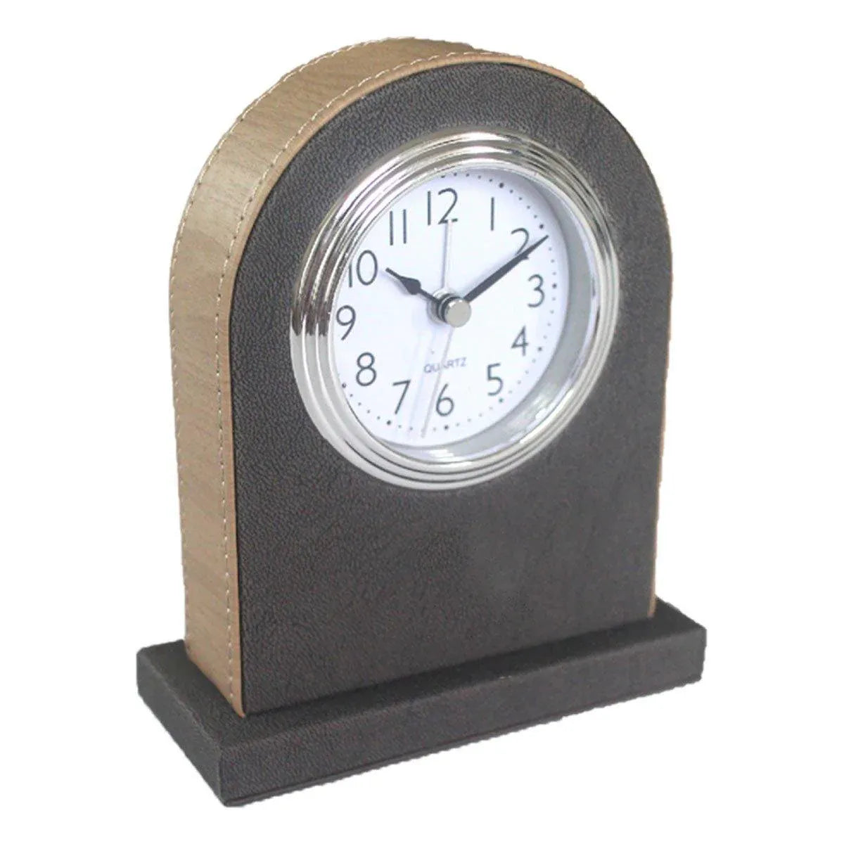 Classic Hotel Alarm Clock Quartz Movement Faux Leather Design with Clear Display - Orange V528-ALARM-CLOCK-130-60-150-477429