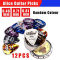 New 12Pcs Celluloid Acoustic Alice Guitar Picks Pick Set Bulk + Case Box Tin Au V528-ALICEGUITARPICKS-12PCS-880155