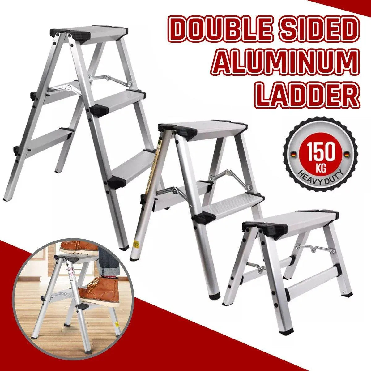 Portable Aluminium 1-3 Step Folding Ladder Anti-Slip Frame Stool for Home Use - 1 step Folding Ladder V528-ALUMINUM-FOLDING-LADDER-1-943330