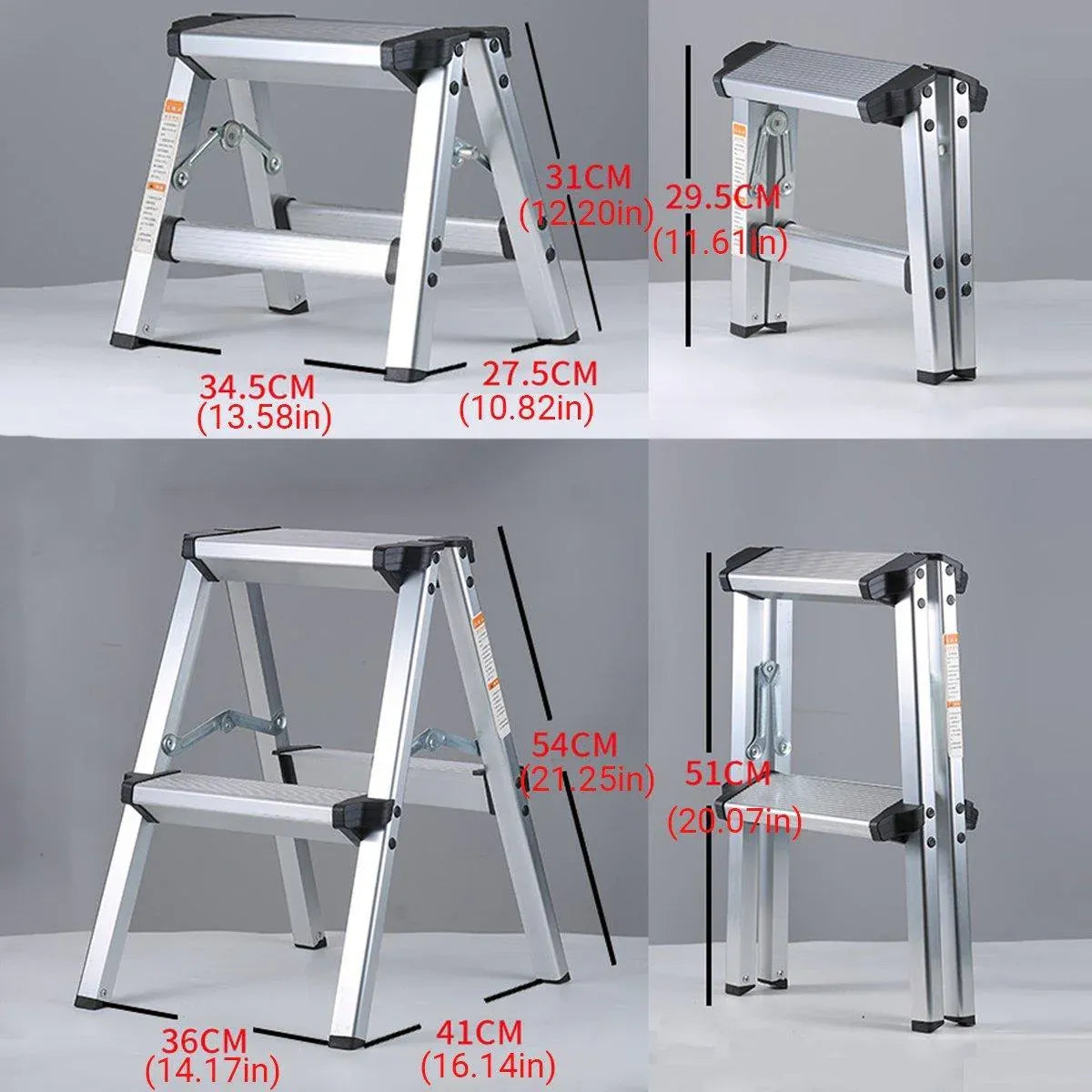 Portable Aluminium 1-3 Step Folding Ladder Anti-Slip Frame Stool for Home Use - 1 step Folding Ladder V528-ALUMINUM-FOLDING-LADDER-1-943330