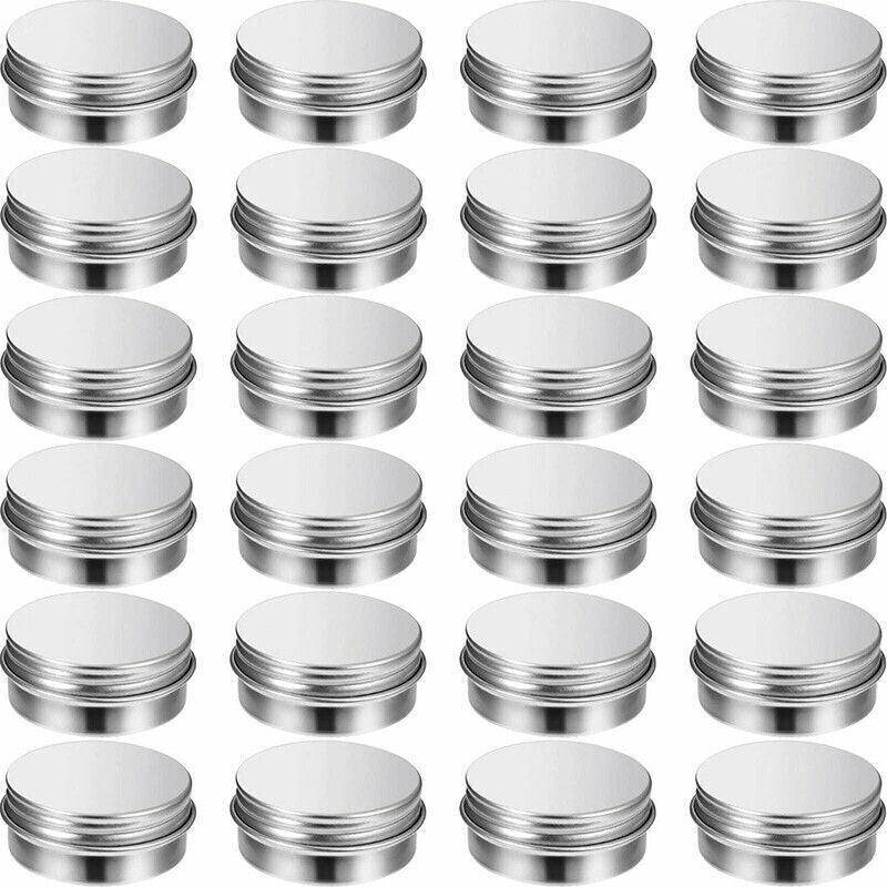 50Pcs Durable Silver Aluminum Cosmetic Pot Lip Balm Jar Containers Empty Tin - 15ML