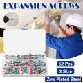 52PCS Galvanized Steel Wall Anchors Expansion Screws Self Tapping Bolts V528-ANCHOR-SCREW-52IN1-972226