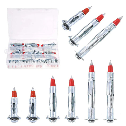 52PCS Galvanized Steel Wall Anchors Expansion Screws Self Tapping Bolts V528-ANCHOR-SCREW-52IN1-972226