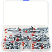 52PCS Galvanized Steel Wall Anchors Expansion Screws Self Tapping Bolts V528-ANCHOR-SCREW-52IN1-972226