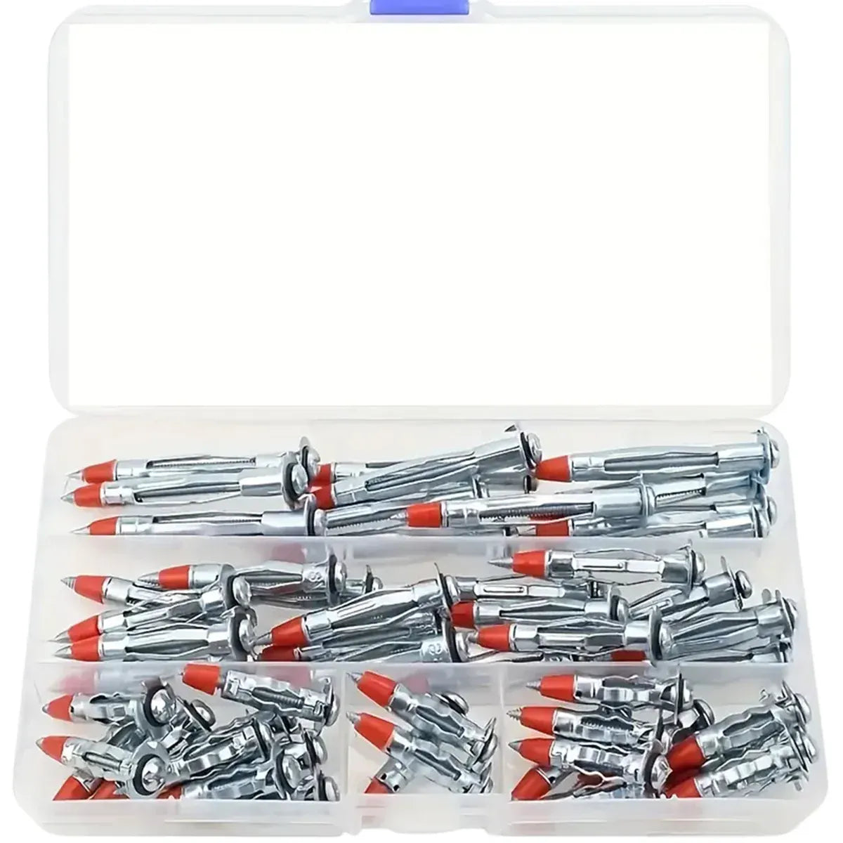 52PCS Galvanized Steel Wall Anchors Expansion Screws Self Tapping Bolts V528-ANCHOR-SCREW-52IN1-972226