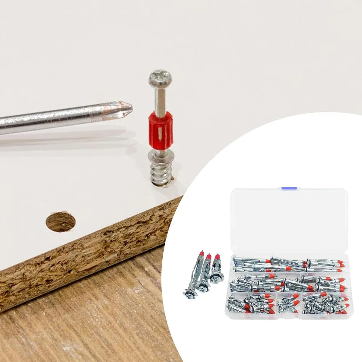 52PCS Galvanized Steel Wall Anchors Expansion Screws Self Tapping Bolts V528-ANCHOR-SCREW-52IN1-972226