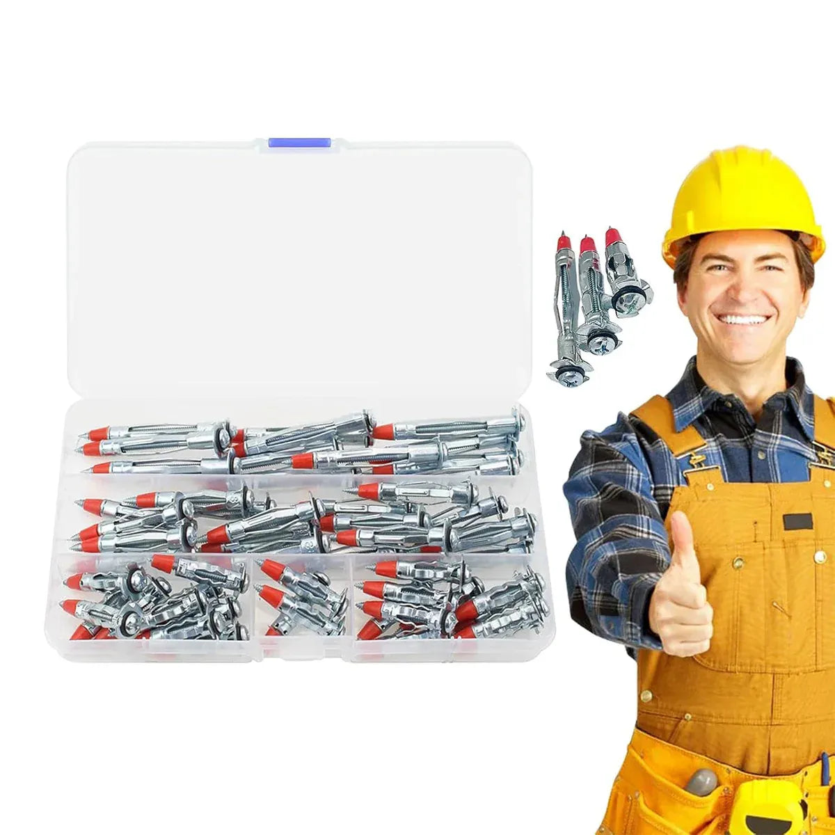 52PCS Galvanized Steel Wall Anchors Expansion Screws Self Tapping Bolts V528-ANCHOR-SCREW-52IN1-972226