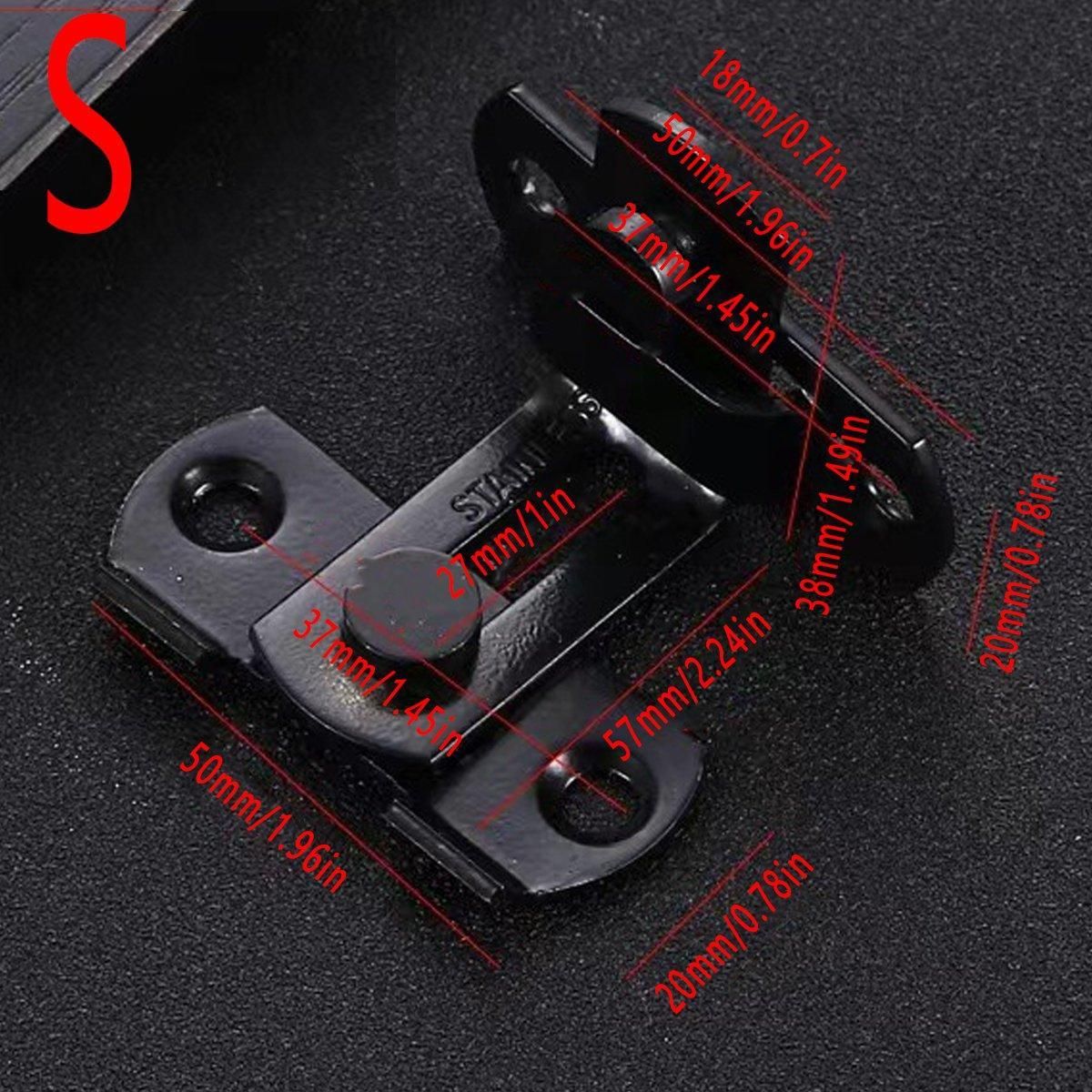 2 Sets 90 Degree Sliding Door Latch Lock Catch Kit for Home Use - Right-Angle-Black-S V528-ANGLE-BLACK-S-SCREWS-2SET-506173