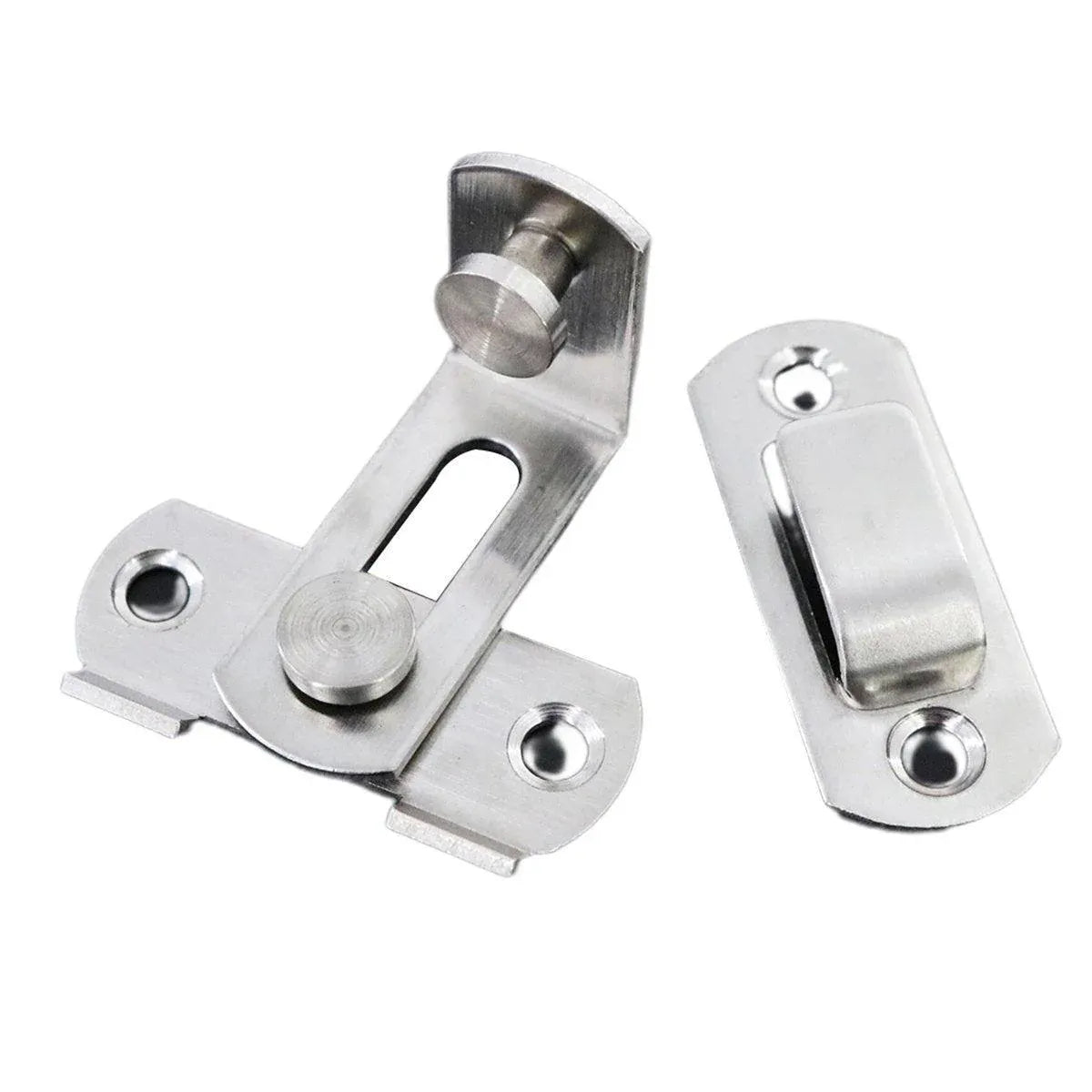 2 Sets 90 Degree Sliding Door Latch Lock Catch Kit for Home Use - Right-Angle-Silver-L V528-ANGLE-DRAWING-L-SCREWS-2SET-652123