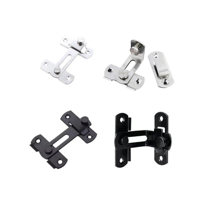 2 Sets 90 Degree Sliding Door Latch Lock Catch Kit for Home Use - Right-Angle-Silver-L V528-ANGLE-DRAWING-L-SCREWS-2SET-652123