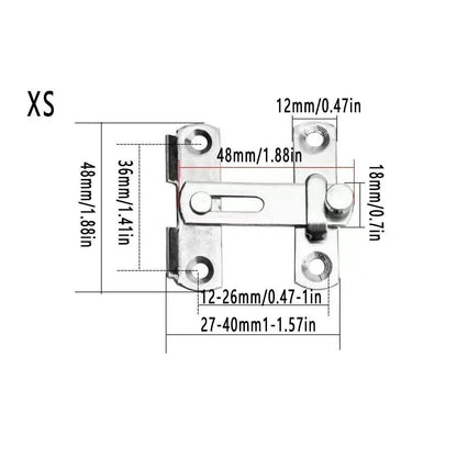 2 Sets 90 Degree Sliding Door Latch Lock Catch Kit for Home Use - Right-Angle-Silver-L V528-ANGLE-DRAWING-L-SCREWS-2SET-652123