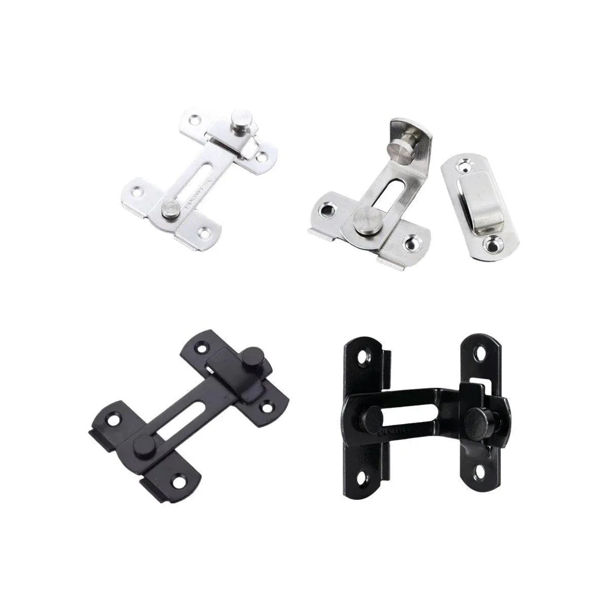 2 Sets 90 Degree Sliding Door Latch Lock Catch Kit for Home Use - Right-Angle-Silver-S V528-ANGLE-DRAWINGS-SCREWS-2SET-901625