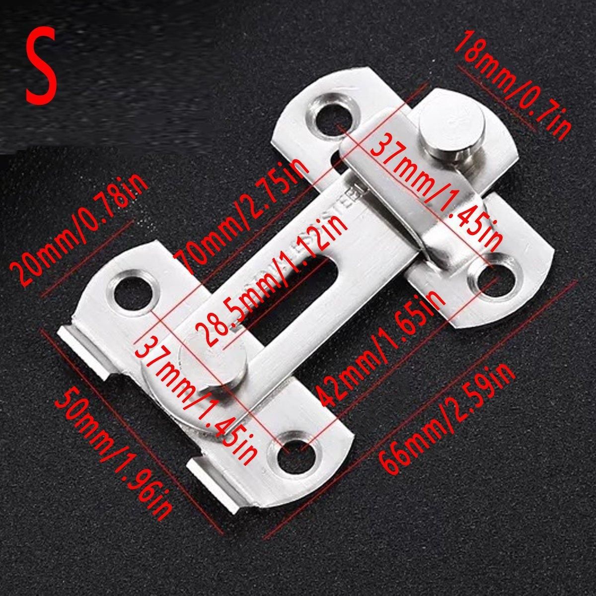 2 Sets 90 Degree Sliding Door Latch Lock Catch Kit for Home Use - Right-Angle-Silver-S V528-ANGLE-DRAWINGS-SCREWS-2SET-901625