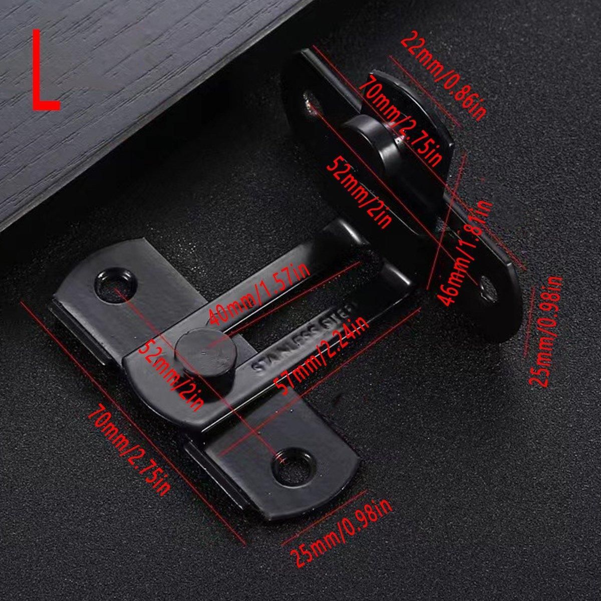 2 Sets 90 Degree Sliding Door Latch Lock Catch Kit for Home Use - Right-Angle-Silver-S V528-ANGLE-DRAWINGS-SCREWS-2SET-901625