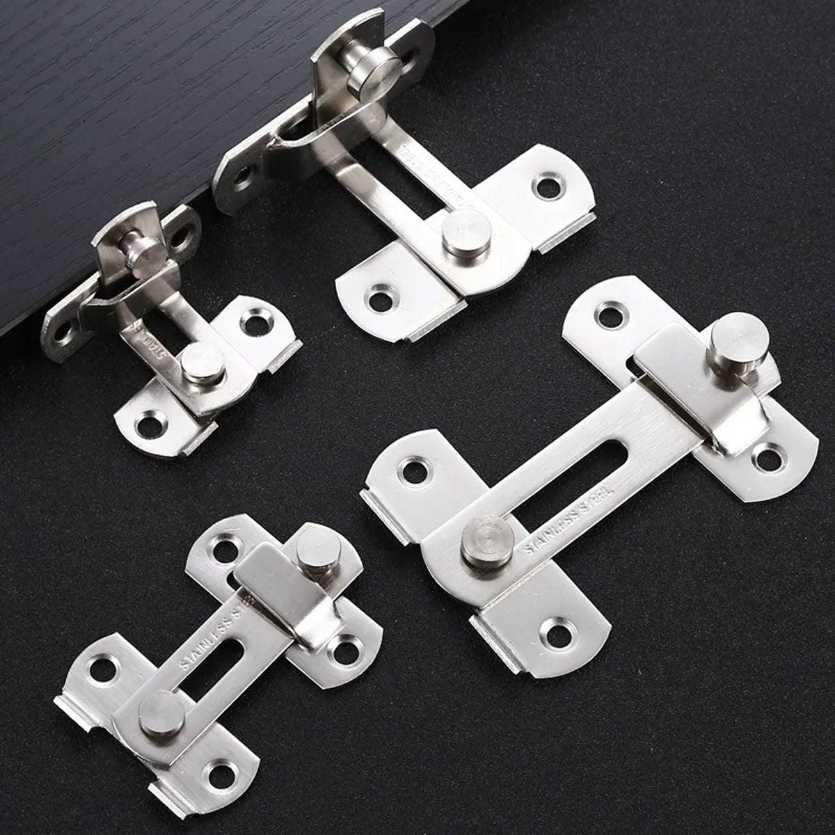 2 Sets 90 Degree Sliding Door Latch Lock Catch Kit for Home Use - Right-Angle-Silver-S V528-ANGLE-DRAWINGS-SCREWS-2SET-901625