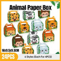 24X Jungle Safari Animal Gift Boxes Bag Favour Present Wrapping Candy Cookie Box V528-ANIMAL-BOX-24PCS-543008