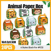 24X Jungle Safari Animal Gift Boxes Bag Favour Present Wrapping Candy Cookie Box V528-ANIMAL-BOX-24PCS-543008
