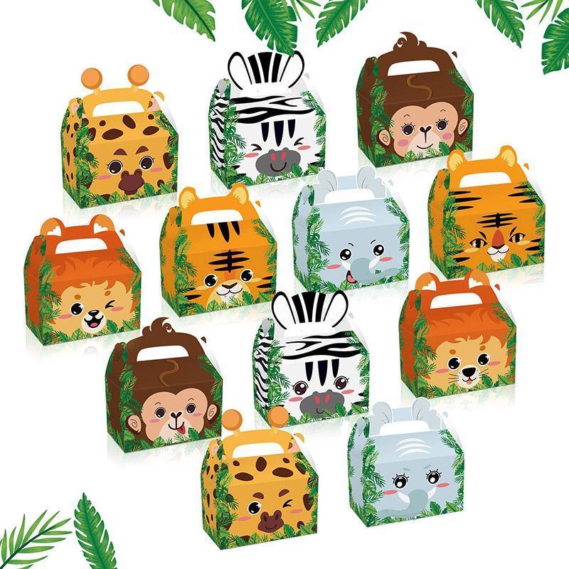 24X Jungle Safari Animal Gift Boxes Bag Favour Present Wrapping Candy Cookie Box V528-ANIMAL-BOX-24PCS-543008