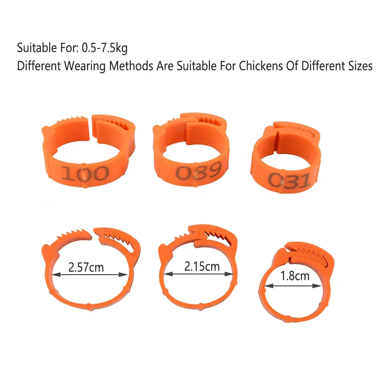 Chicken Duck Goose Leg Rings 100pcs Numbered Ankle Bands Bird ID Tags Farm Use - Green V528-ANKLET-100PCS-GREEN-327401
