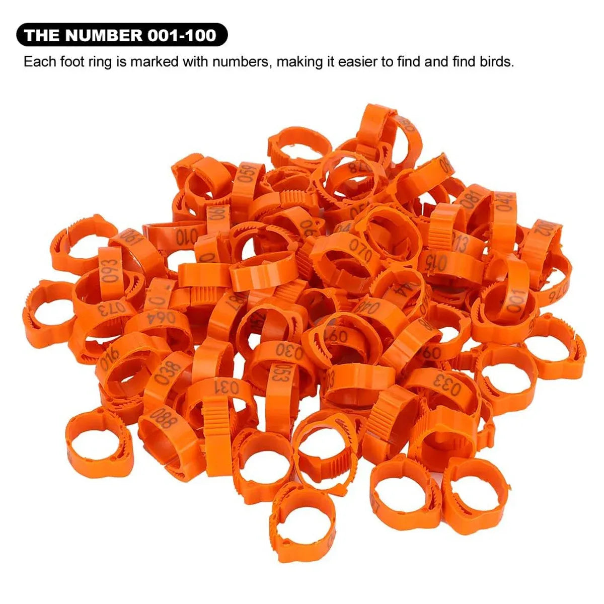 Chicken Duck Goose Leg Rings 100pcs Numbered Ankle Bands Bird ID Tags Farm Use - Green V528-ANKLET-100PCS-GREEN-327401