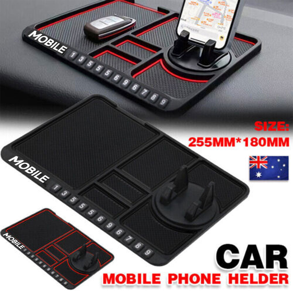 Car Mobile Phone Holder Dashboard Mount Mat Non Slip Grip Stand Anti-Slip Pad - Red V528-ANTI-SLIPMATSFORCAR-RED-535751