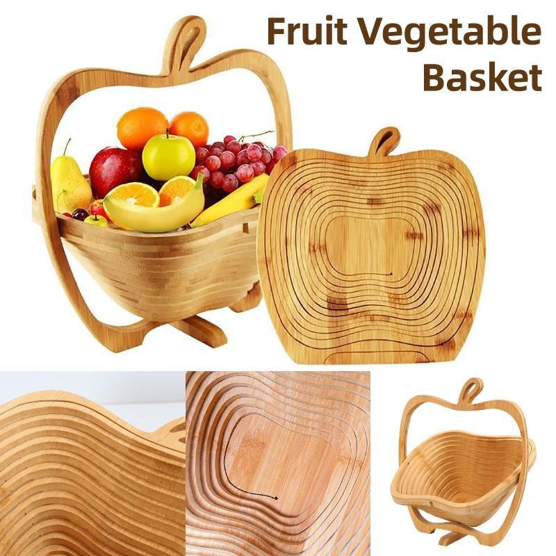 Wooden Fruit and Vegetable Storage Basket for Kitchen Organizing Home Storage V528-APPLE-611592