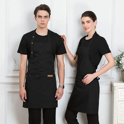 Adjustable Work Apron Neck Strap Waist Tie Kitchen Cooking Bib Apron Men Women - Black V528-APRON-BLACK-795328